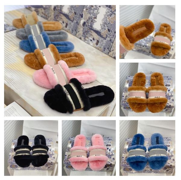 new luxury designer embroidery letter wool slipper classic ladies warm casual sandals with box, Black
new luxury designer embroidery letter wool slipper classic ladies warm casual sandals with box, Black