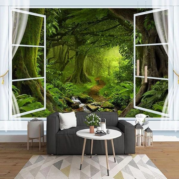 custom po mural 3d green tree forest landscape wall self adhesive wallpaper for living room sofa background decoration wallpapers
custom po mural 3d green tree forest landscape wall self adhesive wallpaper for living room sofa background decoration wallpapers