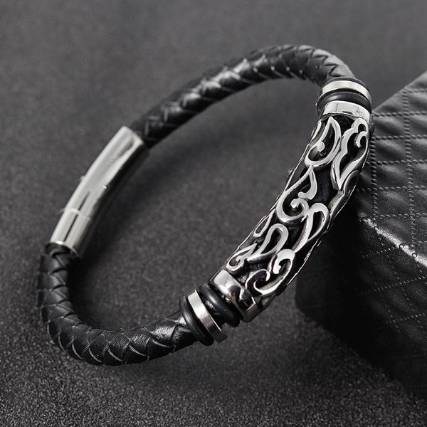 charm bracelets punk black genuine leather bracelet braided rope chain stainless steel wristband magnetic clasp men jewelry vintage gift, Golden;silver
charm bracelets punk black genuine leather bracelet braided rope chain stainless steel wristband magnetic clasp men jewelry vintage gift, Golden;silver