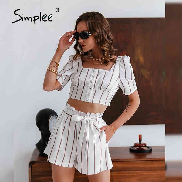 casual stripe sash two pieces women set office lady summer puff sleeve crop flower bud shorts button square suit 210414, White
casual stripe sash two pieces women set office lady summer puff sleeve crop flower bud shorts button square suit 210414, White