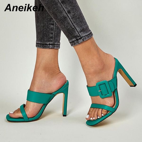 aneikeh 2021 summer women's shoes pu fashion casual solid buckle head green peep toe retro high heels slippers zapatos de mujer, Black
aneikeh 2021 summer women's shoes pu fashion casual solid buckle head green peep toe retro high heels slippers zapatos de mujer, Black