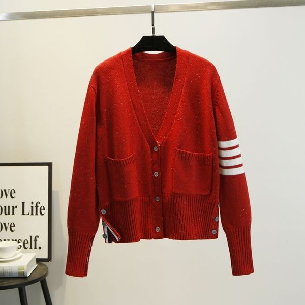 net knitted cardigan women's early spring new v-neck long sleeve red sweater college style short tb coat fashion, Black
net knitted cardigan women's early spring new v-neck long sleeve red sweater college style short tb coat fashion, Black