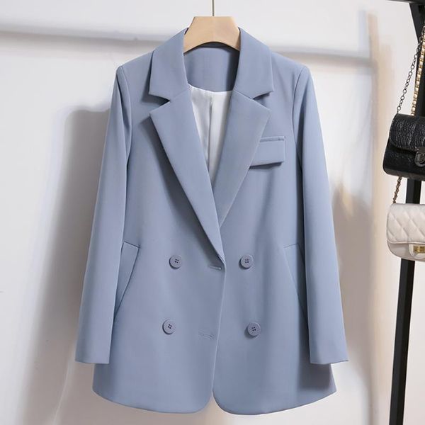 women's suits & blazers fashion button up collared loose baggy blue female blazer office lady elegant double breasted women spring autu, White;black
women's suits & blazers fashion button up collared loose baggy blue female blazer office lady elegant double breasted women spring autu, White;black