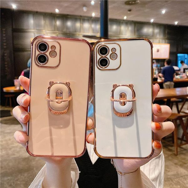 card holders simple electroplating bear stand for apple 11 mobile phone case iphone12 couple xsmax creative 7/8, Brown;gray
card holders simple electroplating bear stand for apple 11 mobile phone case iphone12 couple xsmax creative 7/8, Brown;gray