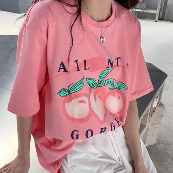cotton super pink peach t shirts women vintage letters printed oversized tshirts 2021summer female streetwear kawaii clothes women's t-, White
cotton super pink peach t shirts women vintage letters printed oversized tshirts 2021summer female streetwear kawaii clothes women's t-, White