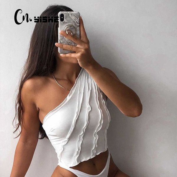 cnyishe elegant slim one shoulder crop women t-shirt tees fashion sleeveless skinny fitness cropped shirts blusas 210419, White
cnyishe elegant slim one shoulder crop women t-shirt tees fashion sleeveless skinny fitness cropped shirts blusas 210419, White