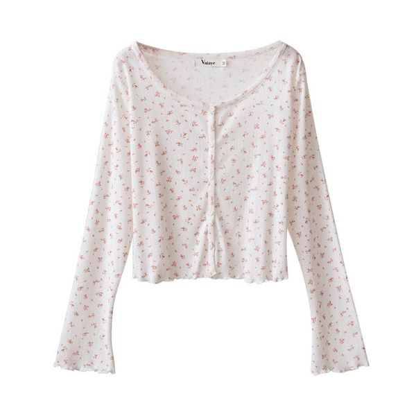 women's t-shirt french pastoral small fresh long sleeve slim fitting shirt cardigan floral style in 2021, White
women's t-shirt french pastoral small fresh long sleeve slim fitting shirt cardigan floral style in 2021, White