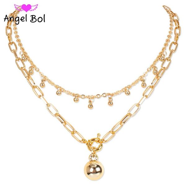 chains gothic golden multi-layer cuban chain spherical pendant fashion jewelry party wedding holiday gift wholesale, Silver 
chains gothic golden multi-layer cuban chain spherical pendant fashion jewelry party wedding holiday gift wholesale, Silver