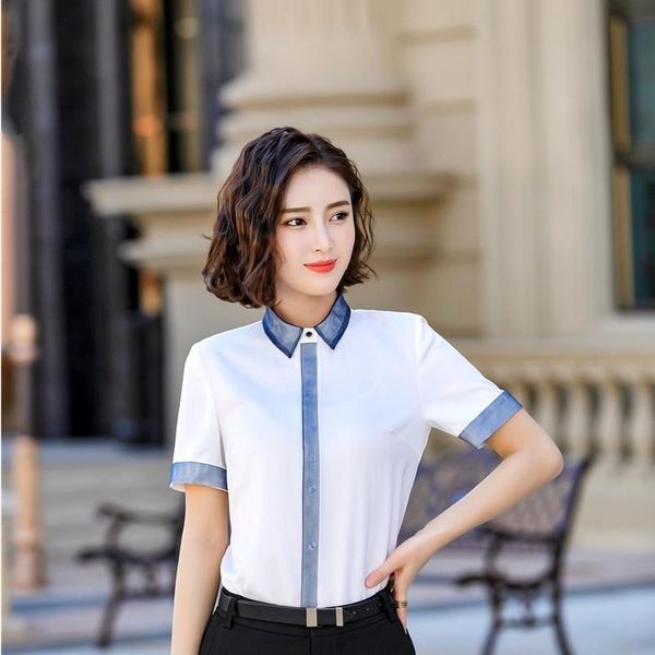 women's blouses & shirts summer short sleeve formal women and for ladies office ol styles business work wear blouse female clothes, White
women's blouses & shirts summer short sleeve formal women and for ladies office ol styles business work wear blouse female clothes, White