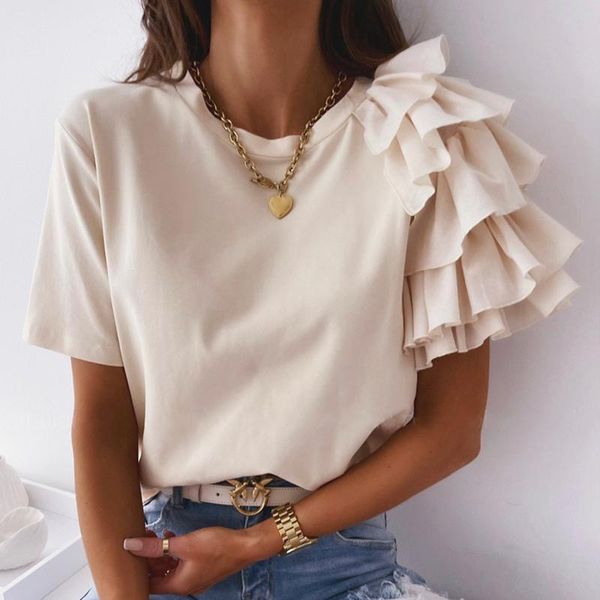 women's blouses & shirts casual o neck solid women blouse shirt summer short sleeve blusa elegant fashion layered ruffle pullover stre, White
women's blouses & shirts casual o neck solid women blouse shirt summer short sleeve blusa elegant fashion layered ruffle pullover stre, White