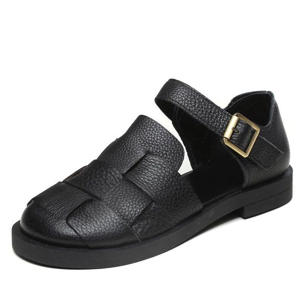 sandals 2021 ladies for women summer retro flat shoes 100% genuine leather round toe weave ankle buckle woman gladiator, Black
sandals 2021 ladies for women summer retro flat shoes 100% genuine leather round toe weave ankle buckle woman gladiator, Black