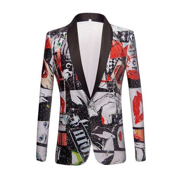 men's suits & blazers pyjtrl male lapel sequins blazer dj night club fine suit anne, White;black
men's suits & blazers pyjtrl male lapel sequins blazer dj night club fine suit anne, White;black