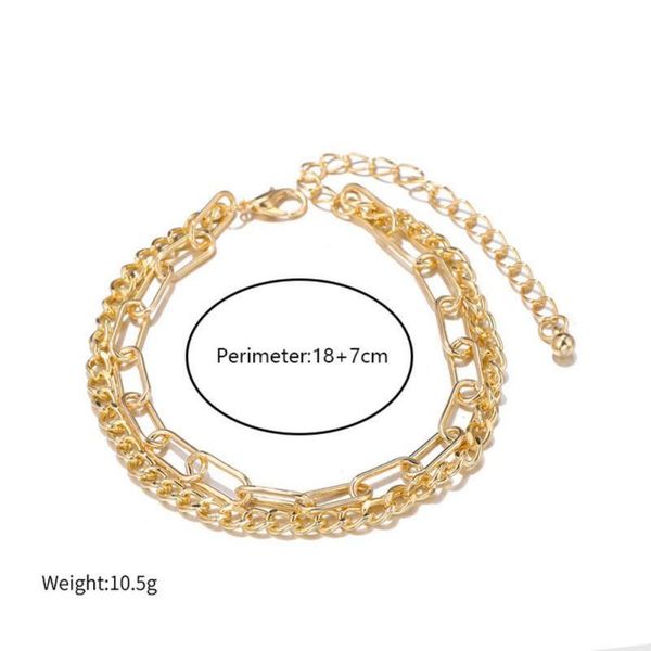 link, chain 2021 men and women thick bracelet simple double laminated boast personality hand accessories, Black
link, chain 2021 men and women thick bracelet simple double laminated boast personality hand accessories, Black