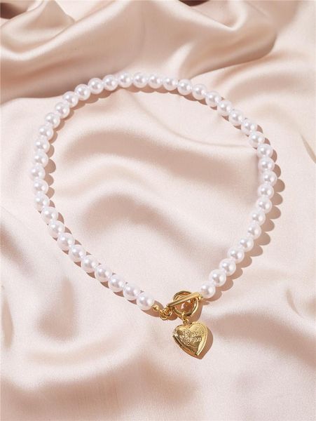 romantic women necklace gold plated the whole pearl abroach heart pendant choker gills jewelry necklaces, Silver
romantic women necklace gold plated the whole pearl abroach heart pendant choker gills jewelry necklaces, Silver