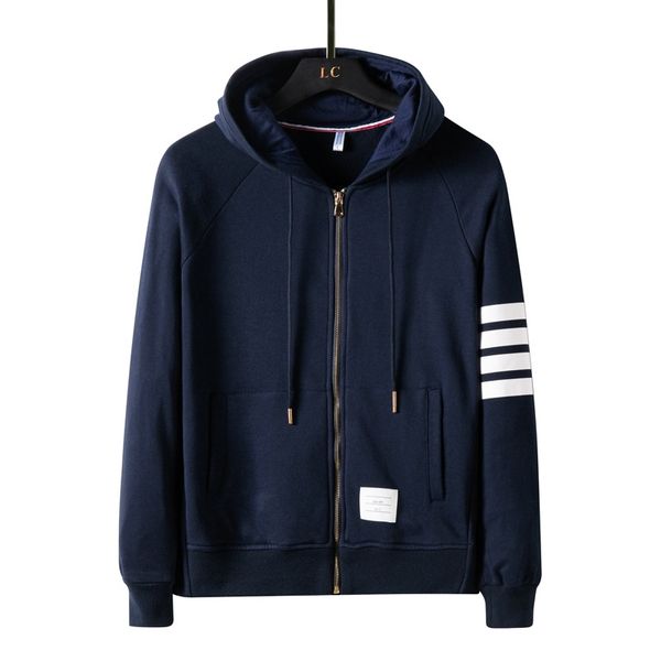 spring and autumn coat hooded fashion four bar sweater men's korean cardigan tb tom jacket men, Black
spring and autumn coat hooded fashion four bar sweater men's korean cardigan tb tom jacket men, Black