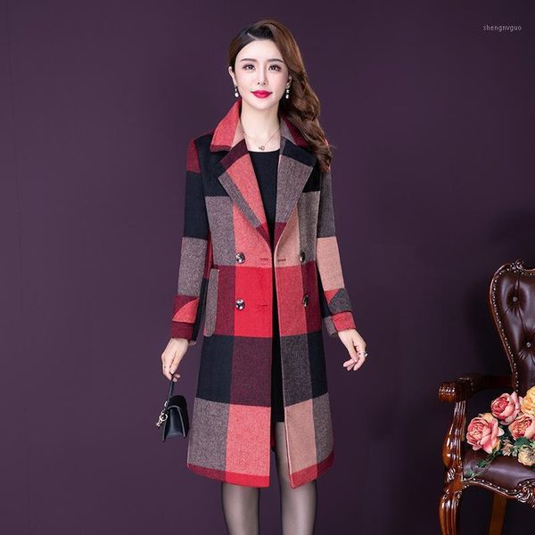 women's wool & blends 2021 autumn winter fashion overcoat mid-length plaid lapel double breasted long sleeve temperament woolen coat 5x, Black
women's wool & blends 2021 autumn winter fashion overcoat mid-length plaid lapel double breasted long sleeve temperament woolen coat 5x, Black