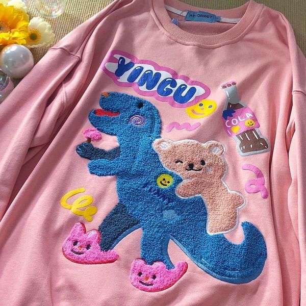women hoodie embroidery cute dinosaur bear loose harajuku bf long sleeve sweatshirt for men and couple clothes kawaii, Black
women hoodie embroidery cute dinosaur bear loose harajuku bf long sleeve sweatshirt for men and couple clothes kawaii, Black