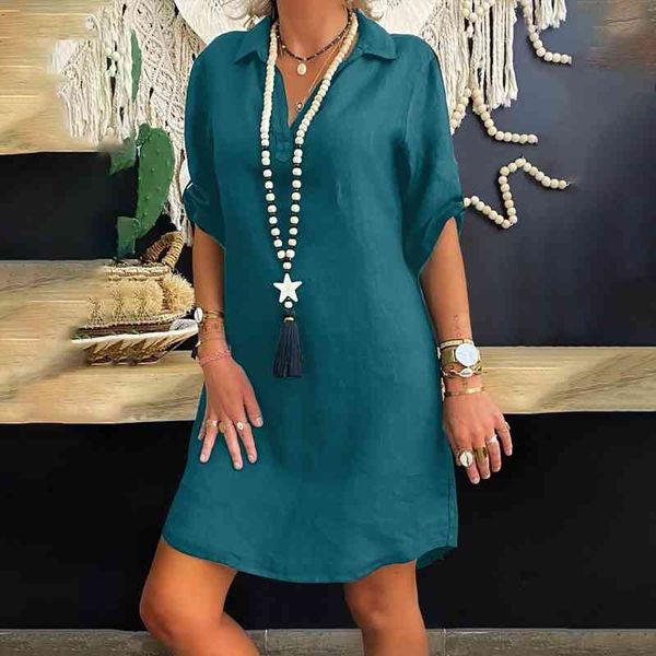 i0 cotton linen v neck women dresses half sleeve plus size solid casual loose shirt vestidos, Black;gray
i0 cotton linen v neck women dresses half sleeve plus size solid casual loose shirt vestidos, Black;gray