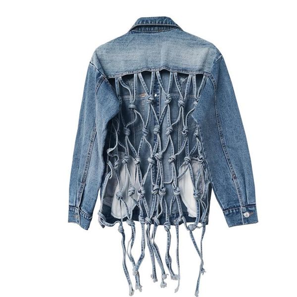 women's jackets 2021 autumn winter lapel long sleeve blue denim back hollow out personality jacket women coat fashion, Black;brown
women's jackets 2021 autumn winter lapel long sleeve blue denim back hollow out personality jacket women coat fashion, Black;brown