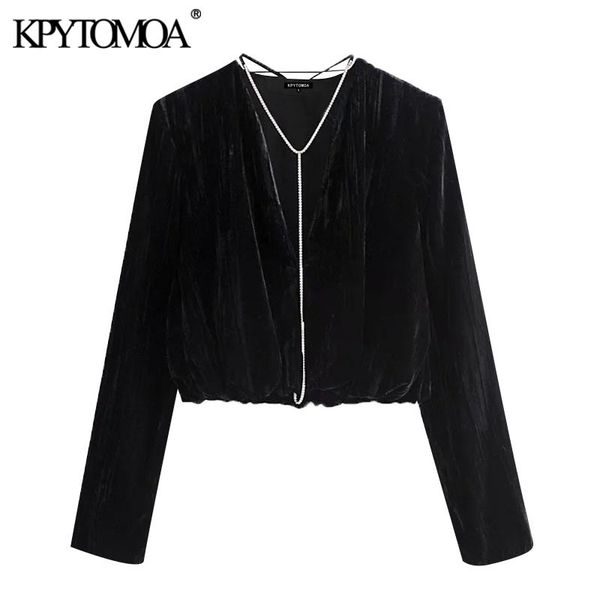women fashion with bejewelled chain velvet cropped blouses vintage long sleeve elastic hem female shirts chic 210416, White
women fashion with bejewelled chain velvet cropped blouses vintage long sleeve elastic hem female shirts chic 210416, White