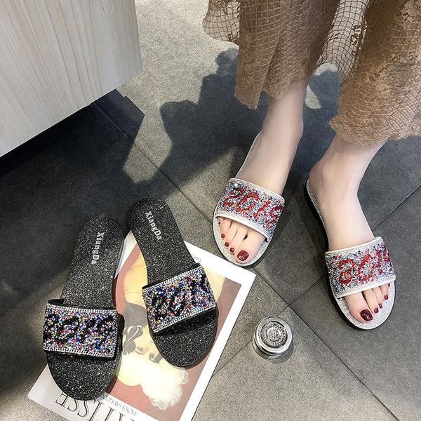 slippers korean version sequined flat-soled sandals for leisure women's shoes, Black
slippers korean version sequined flat-soled sandals for leisure women's shoes, Black