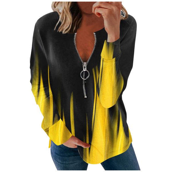 ladies sweatshirt loose flame gradient color hoodie round neck zipper outerwear casual oversized clothing long sleeve t-shirt 003, Black
ladies sweatshirt loose flame gradient color hoodie round neck zipper outerwear casual oversized clothing long sleeve t-shirt 003, Black