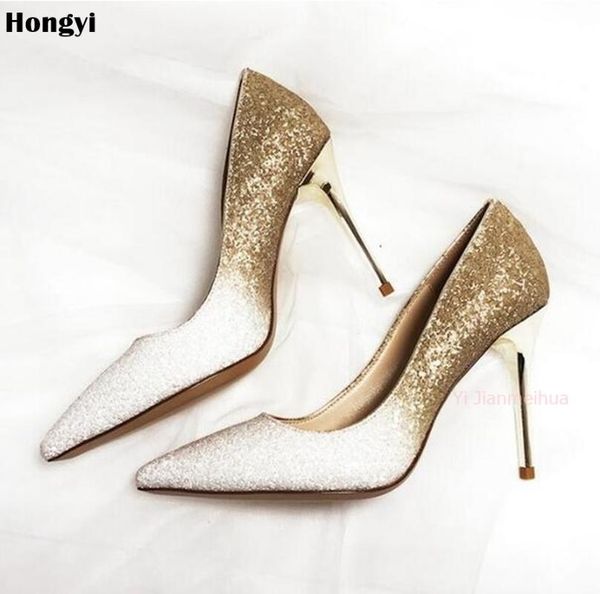 fashion slip on crystals bling 10cm heeled pumps women elegant thin high heels point toe party wedding shoes woman glod sliver dress, Black
fashion slip on crystals bling 10cm heeled pumps women elegant thin high heels point toe party wedding shoes woman glod sliver dress, Black