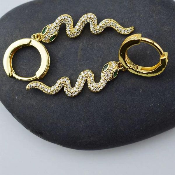 hoop & huggie european and american crossborder zircon earrings, copper micro-inlaid snake earrings, Golden;silver
hoop & huggie european and american crossborder zircon earrings, copper micro-inlaid snake earrings, Golden;silver