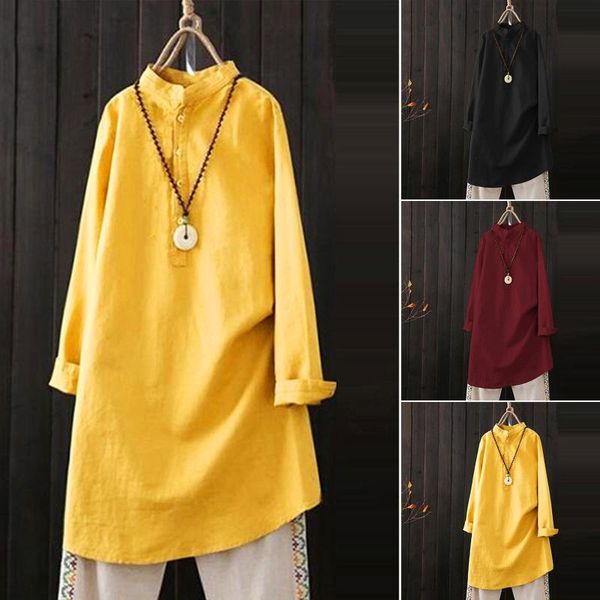 women's blouses & shirts cotton linen women blouse solid stand collar button long sleeve pullover shirt casual female streewear blusa f, White
women's blouses & shirts cotton linen women blouse solid stand collar button long sleeve pullover shirt casual female streewear blusa f, White