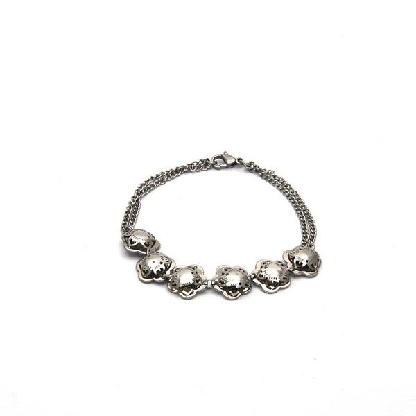 link, chain stainless steel silver flower engraved delicacy maid joker for women br0411133, Black
link, chain stainless steel silver flower engraved delicacy maid joker for women br0411133, Black
