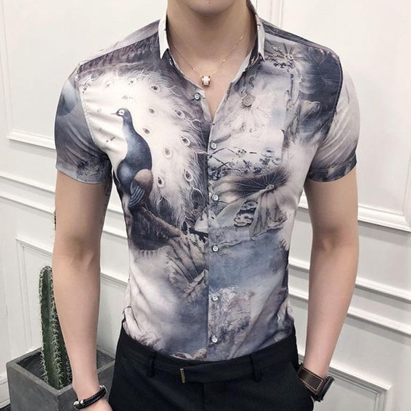 british slim short sleeve floral shirt mens stylish shirts for men camisa masculina social flores hombre moda 2021 men's casual, White;black
british slim short sleeve floral shirt mens stylish shirts for men camisa masculina social flores hombre moda 2021 men's casual, White;black