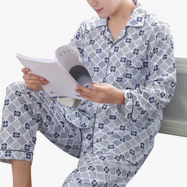 long 2pcs katoen men mouw pajamas sets down blue men's nightwear broek korean packages for man, Black;brown
long 2pcs katoen men mouw pajamas sets down blue men's nightwear broek korean packages for man, Black;brown