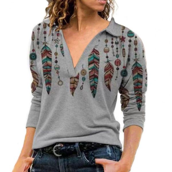 women's blouses & shirts stylish long sleeve casual blouse turn-down collar chic v neck retro printed women ladies pullover clothing, White
women's blouses & shirts stylish long sleeve casual blouse turn-down collar chic v neck retro printed women ladies pullover clothing, White