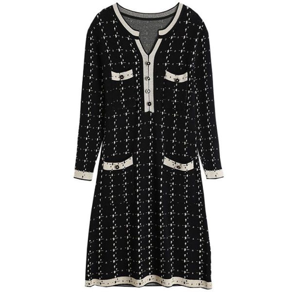 paris girl pocket knitted dress women autumn winter black plaid long-sleeved v-neck bright silk lazy loose waist sweater dresses 210524, Black;gray
paris girl pocket knitted dress women autumn winter black plaid long-sleeved v-neck bright silk lazy loose waist sweater dresses 210524, Black;gray
