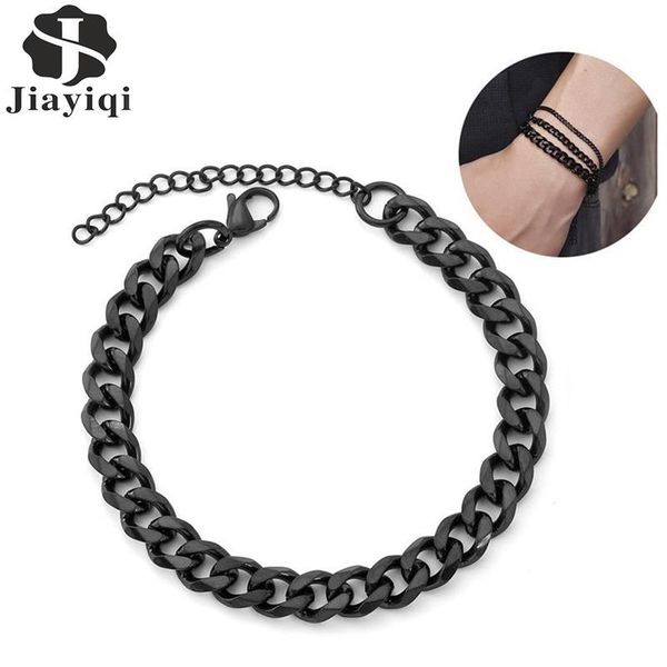 link, chain jiayiqi fashion cuban bracelet for men women stainless steel male jewelry 3/5/7mm adjustable bangle bracelets on hand, Black
link, chain jiayiqi fashion cuban bracelet for men women stainless steel male jewelry 3/5/7mm adjustable bangle bracelets on hand, Black