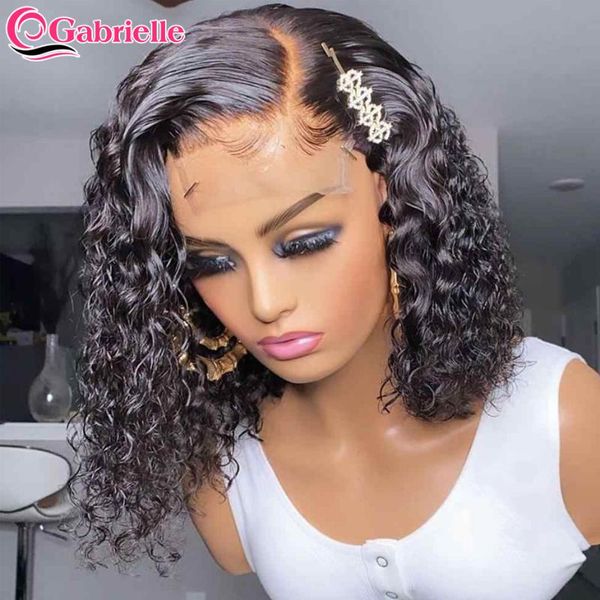 lace wigs gabrielle water wave bob front human hair for women brazilian short curly 4x4 closure wig pre plucked frontal, Black;brown 
lace wigs gabrielle water wave bob front human hair for women brazilian short curly 4x4 closure wig pre plucked frontal, Black;brown