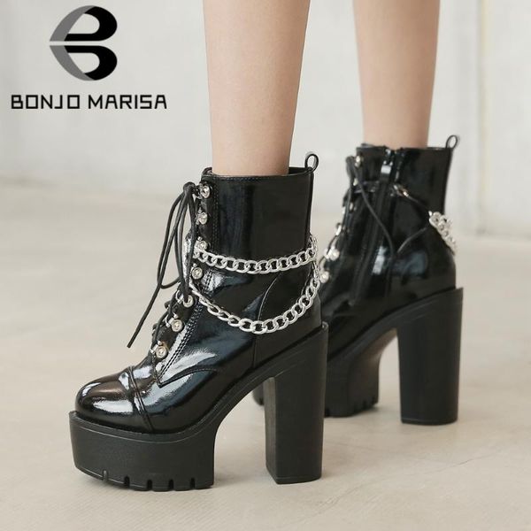 boots bonjomarisa female balck platform zipper cross tied ankle women chain quality cool fashion shoes woman, Black
boots bonjomarisa female balck platform zipper cross tied ankle women chain quality cool fashion shoes woman, Black