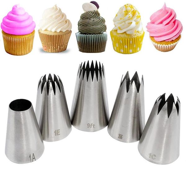 5pcs stainless steel cream icing piping nozzles cake decoration tips set pastry baking tool cupcake head dessert kitchen gadgets & tools