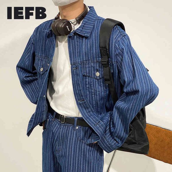 iefb men's drak blue jackets coat harajuku spring fashion striped single breast denim coat men's casual menwear 9y6219 210524, Black;brown
iefb men's drak blue jackets coat harajuku spring fashion striped single breast denim coat men's casual menwear 9y6219 210524, Black;brown