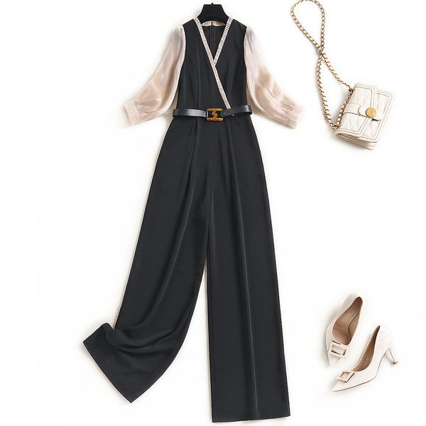 spring stylish fashion runway designers block of women overalls office lady leg pants total length, Black;white
spring stylish fashion runway designers block of women overalls office lady leg pants total length, Black;white
