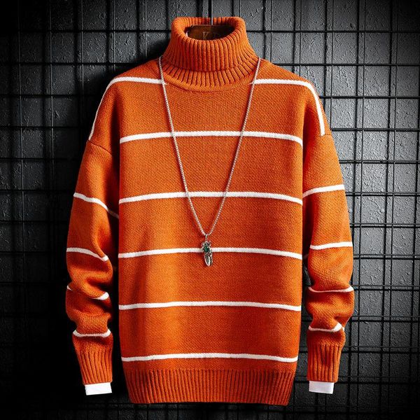 men's sweaters 2022 autumn and winter stripe thickening sweater youth turtleneck pullover, White;black
men's sweaters 2022 autumn and winter stripe thickening sweater youth turtleneck pullover, White;black