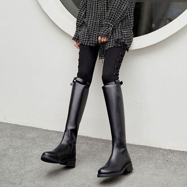 boots knee-high long tube zipper fashion belt buckle strap winter lace-up shoes women pure color high-heeled, Black
boots knee-high long tube zipper fashion belt buckle strap winter lace-up shoes women pure color high-heeled, Black