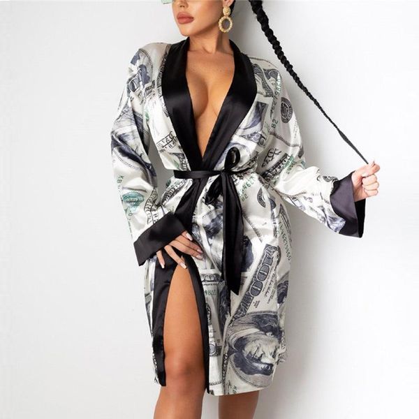 women's sleepwear women loose bathrobe money printed satin pajamas robes spring autumn night gown home clothes lounge wear kimono, Black;red
women's sleepwear women loose bathrobe money printed satin pajamas robes spring autumn night gown home clothes lounge wear kimono, Black;red