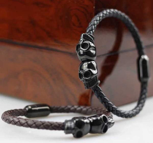 charm bracelets electric black skull men's bracelet 5mm stainless steel leather, Golden;silver
charm bracelets electric black skull men's bracelet 5mm stainless steel leather, Golden;silver