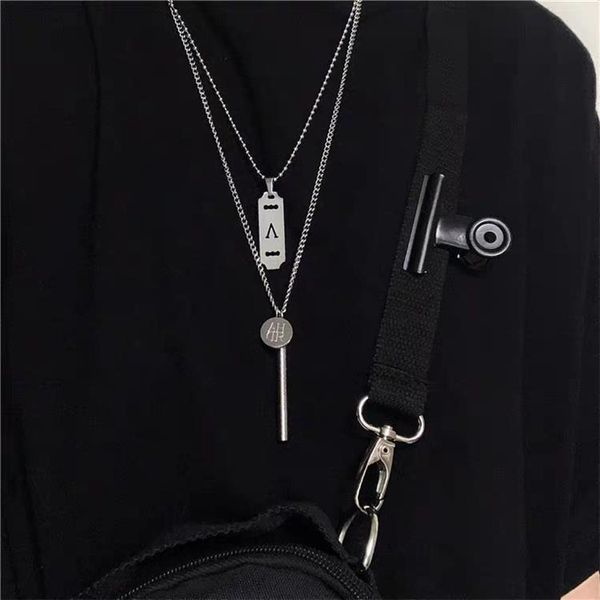 pendant necklaces hip hop double layer titanium steel chain necklace for women men couples jewelry fashion choker accessories, Silver
pendant necklaces hip hop double layer titanium steel chain necklace for women men couples jewelry fashion choker accessories, Silver