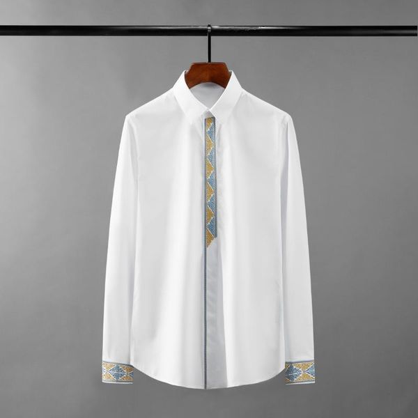 men's casual shirts male luxury royal embroidery long sleeve mens dress fashion slim fit party man plus size 4xl, White;black
men's casual shirts male luxury royal embroidery long sleeve mens dress fashion slim fit party man plus size 4xl, White;black