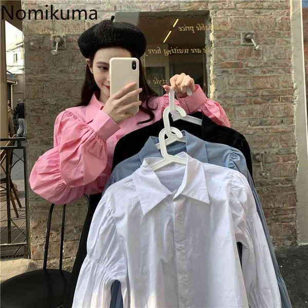 nomikuma korean style puff sleeve shirts women turn down collar single breasted blouse camisas solid color chic blusas mujer 210514, White
nomikuma korean style puff sleeve shirts women turn down collar single breasted blouse camisas solid color chic blusas mujer 210514, White