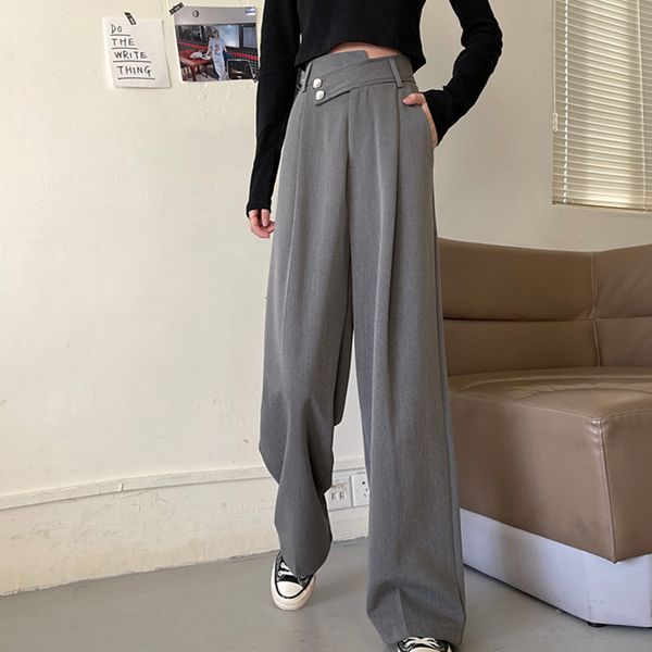 women's pants & capris solid high waist button wide leg simple loose slimming suit korean style fashion street s woman xkiq, Black;white
women's pants & capris solid high waist button wide leg simple loose slimming suit korean style fashion street s woman xkiq, Black;white