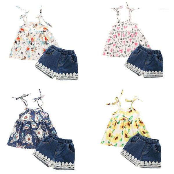 clothing sets 1-6 years kids girl summer outfit floral heart print strappy tank lace trim denim shorts suits for casual set11, White
clothing sets 1-6 years kids girl summer outfit floral heart print strappy tank lace trim denim shorts suits for casual set11, White