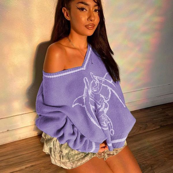 women spring fall fashion v-neck jacquard sweaters lady casual loose pullover sweater girls streetwear women's, White;black
women spring fall fashion v-neck jacquard sweaters lady casual loose pullover sweater girls streetwear women's, White;black